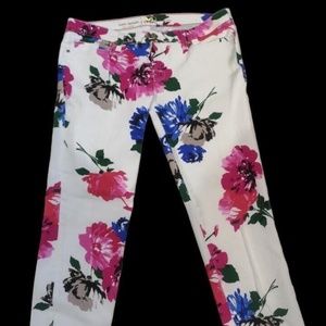Kate Spade Broome Street White Floral Ankle Jeans Size 30